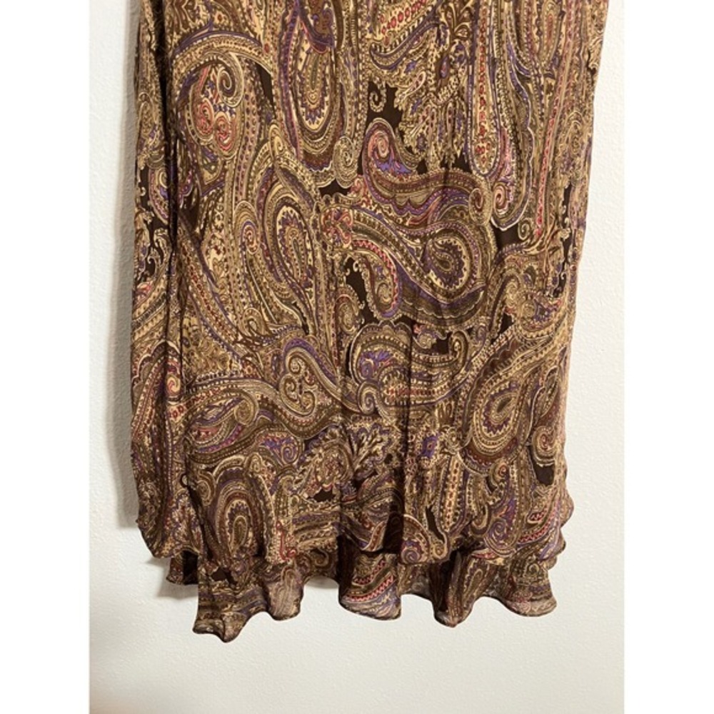 VINTAGE 90s JONES NEW YORK Bias Cut 100% Silk Paisley Midi Dress - Picture 8 of 11